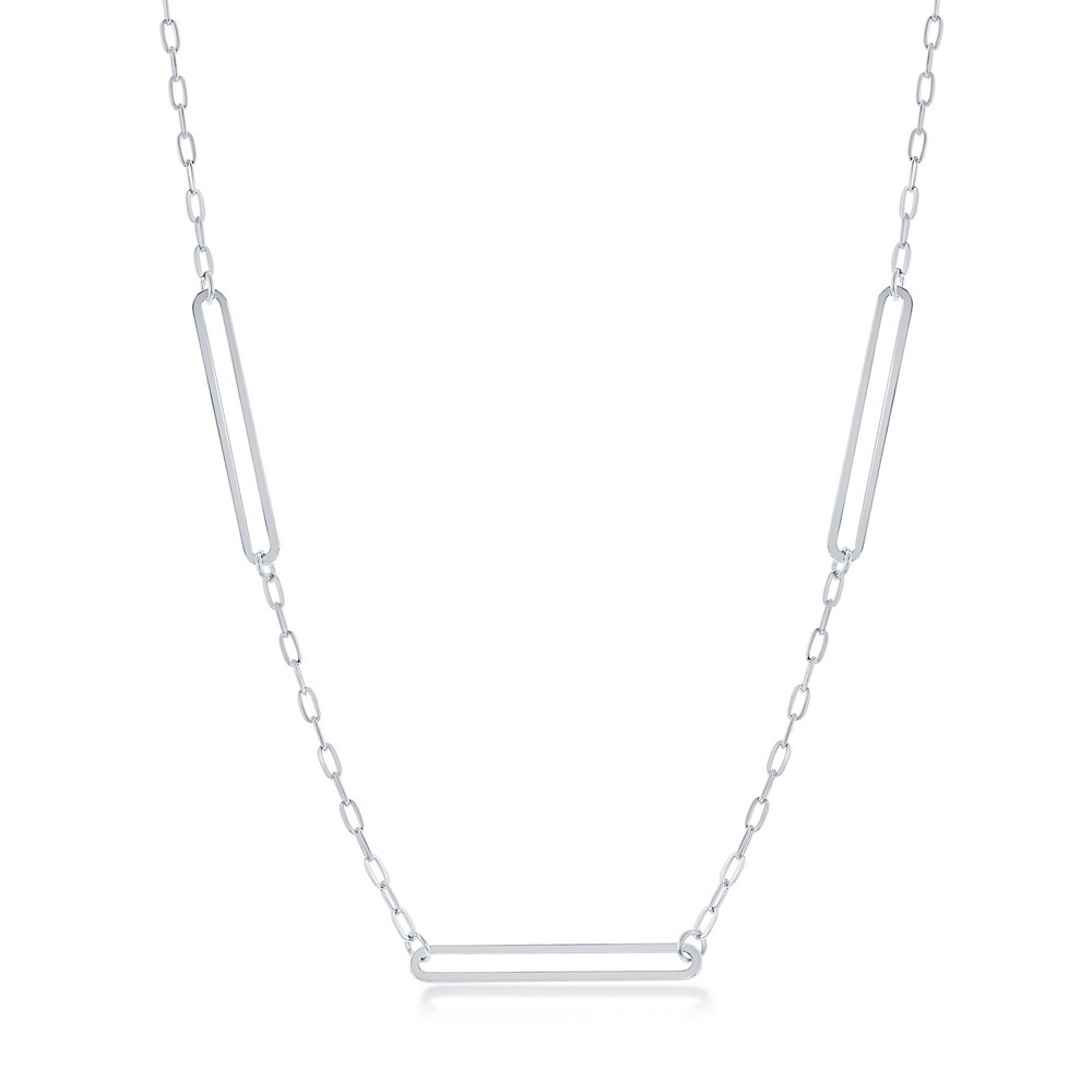 Paperclip Chain Necklace with 3 Diamond Pavé Links | Marisa Perry